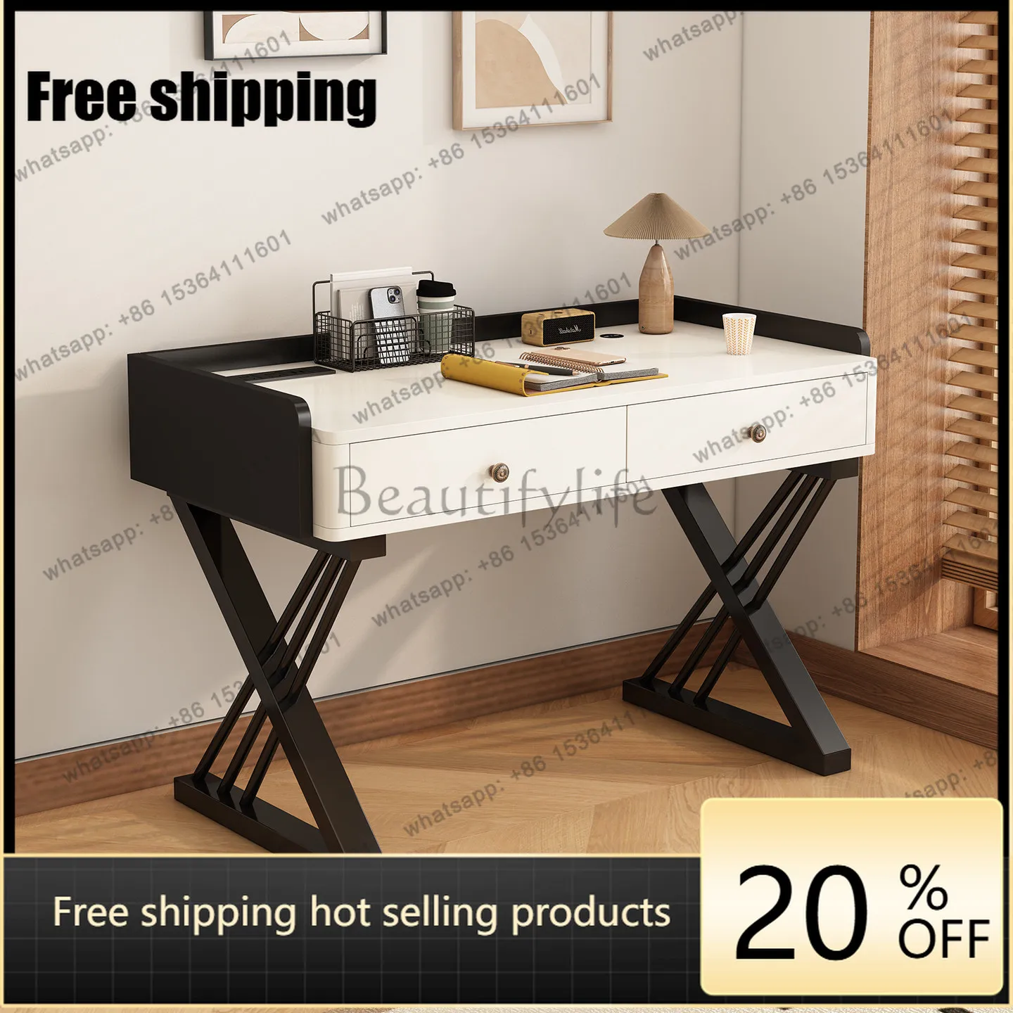 Solid wood light luxury learning writing desk household simple office computer desk