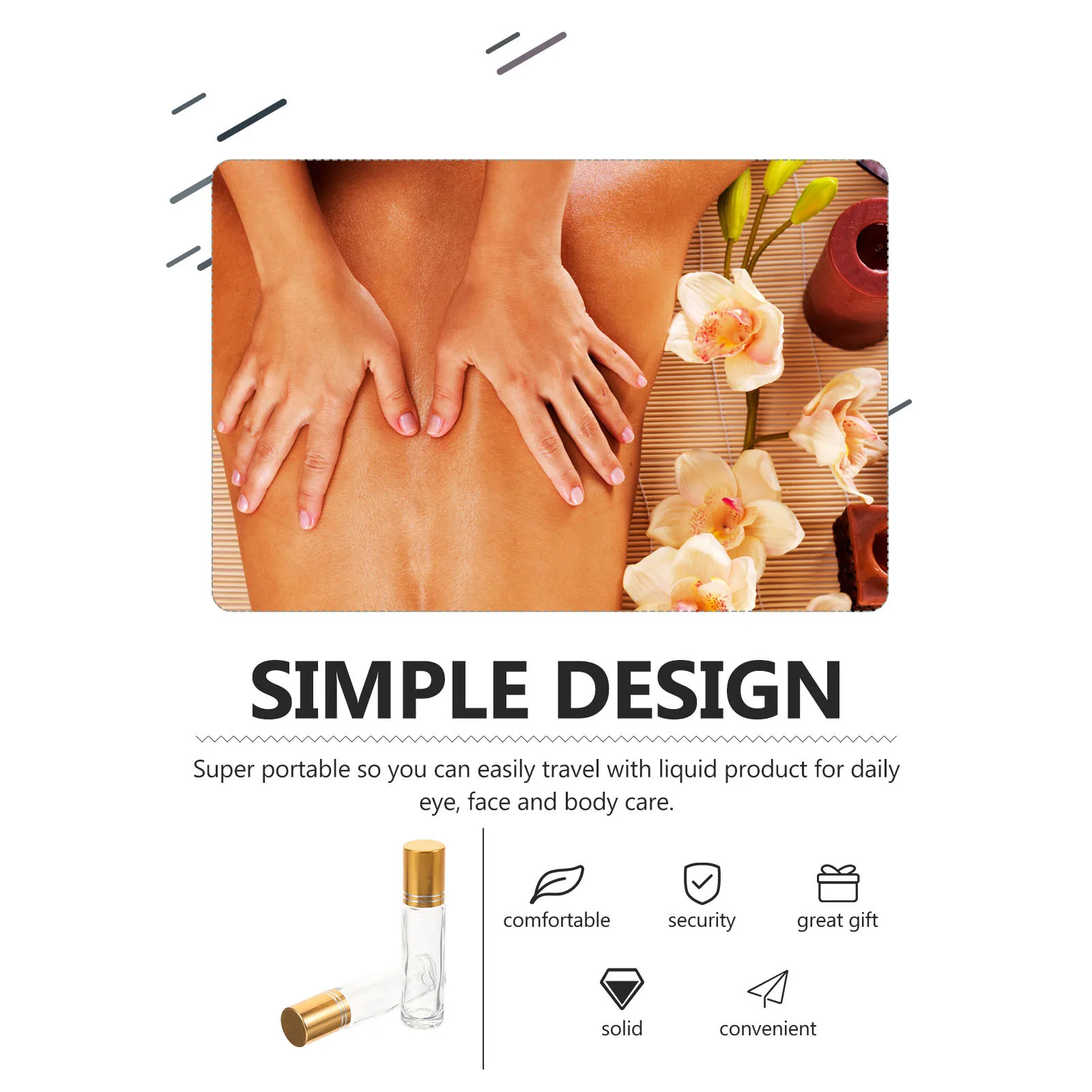 4 garrafas de rolo de vidro de aromaterapia dos pces óleo essencial à prova de vazamento dispensador portátil recarregável pequeno recipiente para viagens