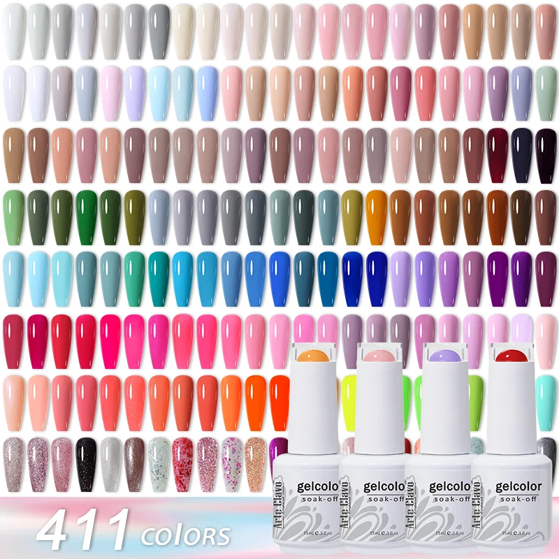 

Arte Clavo 15ml Gel Polish Classical Pure Colors Glitter Semi Permanent UV Varnish Hybrid Nail Glue Soak Off Top Base Coat