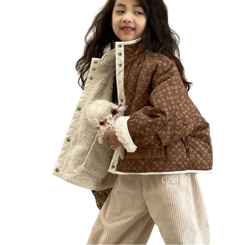 Cappotto per ragazze cappotto giacca frangivento capispalla 2024 floreale inverno autunno caldo cotone regalo di natale abbigliamento per bambini