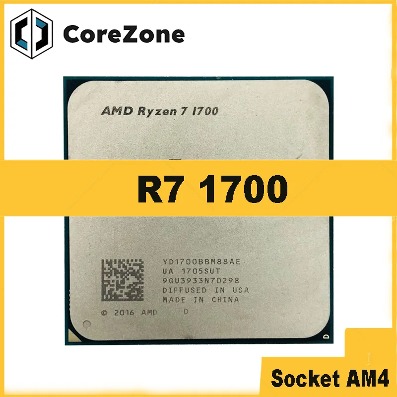 Ryzen 7 1700 R7 1700 3.0 GHz 8 Cores 16 Threads YD1700BBM88AE Socket AM4 CPU Processor