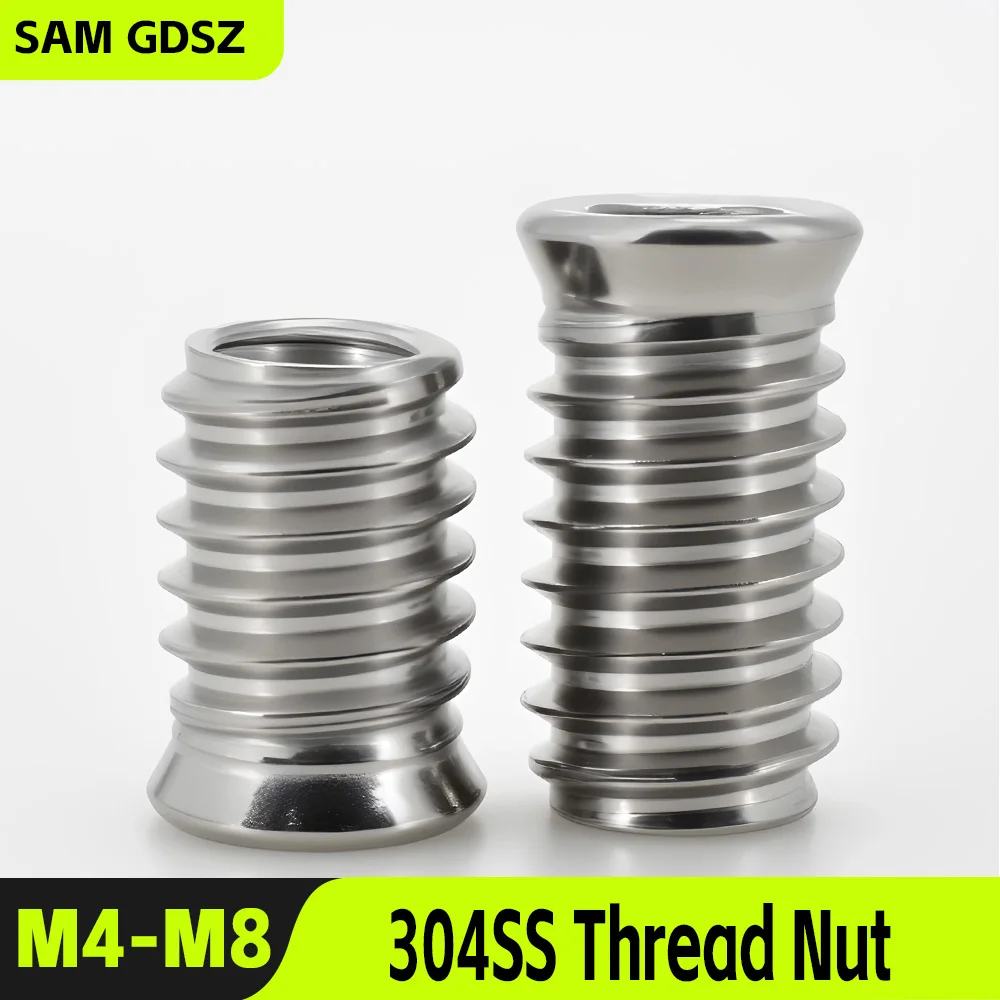 10Pcs 304 Stainless Steel Wood Insert Nut Furniture Nut M4 M5 M6 M8 Hex Socket Drive Insert Nuts Threaded For Wood Furniture