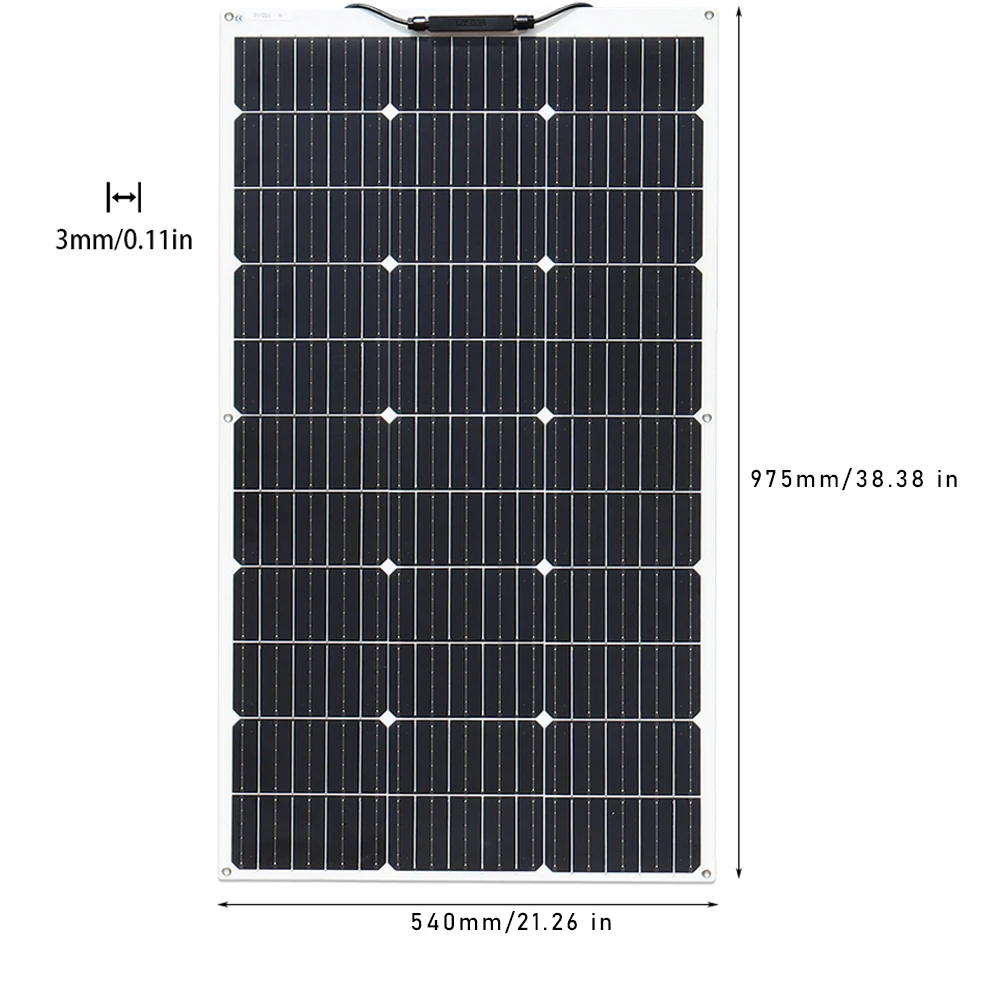 18V 100 Watt Solar Panel 12V 100W Flexible High Efficiency Photovoltaic Cell Module Power Generation car home camping Van RV