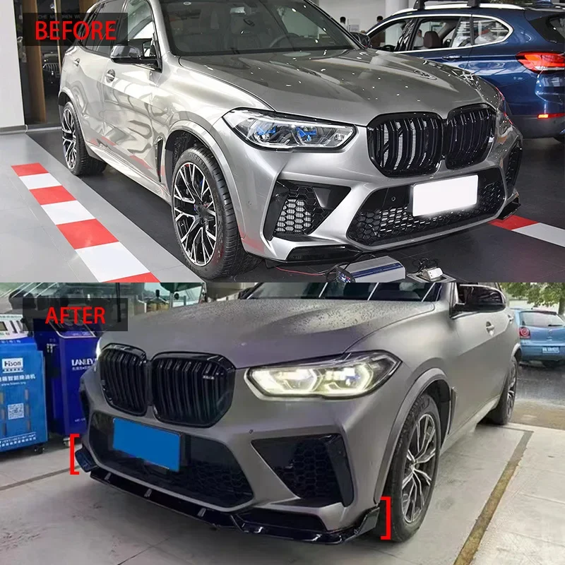 For BMW F95 X5M 2019+ High Quality ABS Car Front Lip Bumper Spoiler Glossy Black Splitter Body Kits Guard Accessories