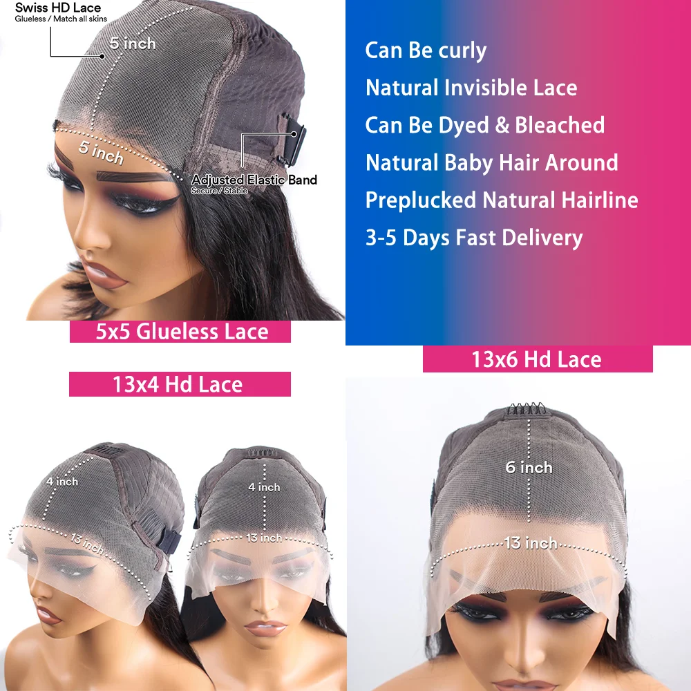 Water Wave Pre Cut Glueless Human Hair Wigs Pre Plucked Vietnamese Virgin Loose Deep Wave Short Bob Wig Human Hair 13x4 HD Lace Front Wigs Bouncy Curly Wigs Wear And Go Glueless 13x6 Lace Frontal Wigs For Black Women 250% High Density view 8