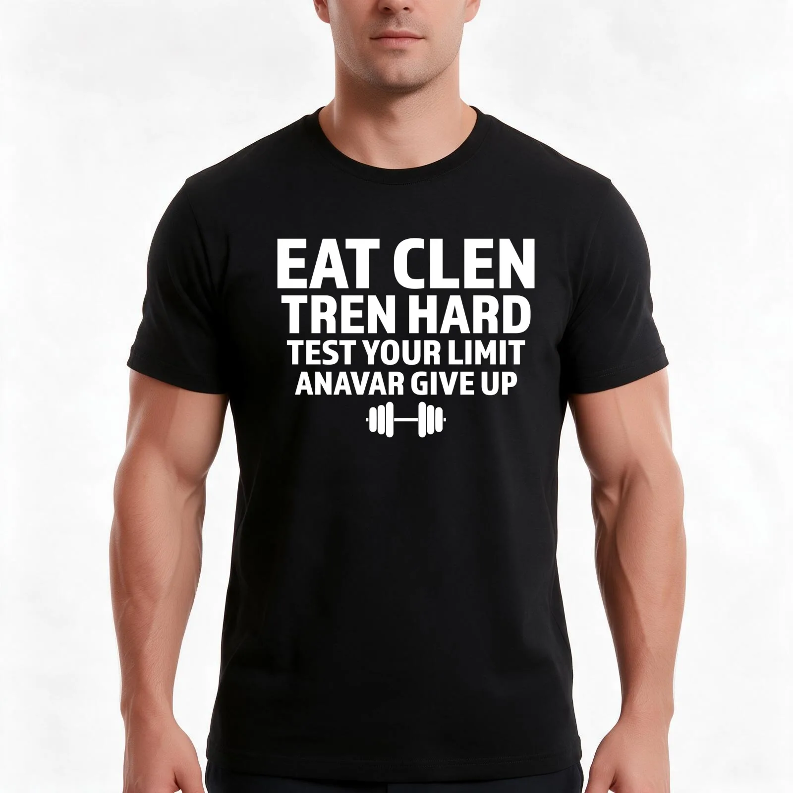 Eat Clen, Tren Hard, Test Your Limit, Anavar Give Up T-Shirt, Summer Casual Cotton Tee, Oversized Streetwear Tops, 100% Cotton