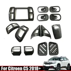 For Citroen C5 Aircross 2018-2022 Interior Car Accessories Carbon Fiber navigation door Handle Bowl A Pillar air outlet Cover