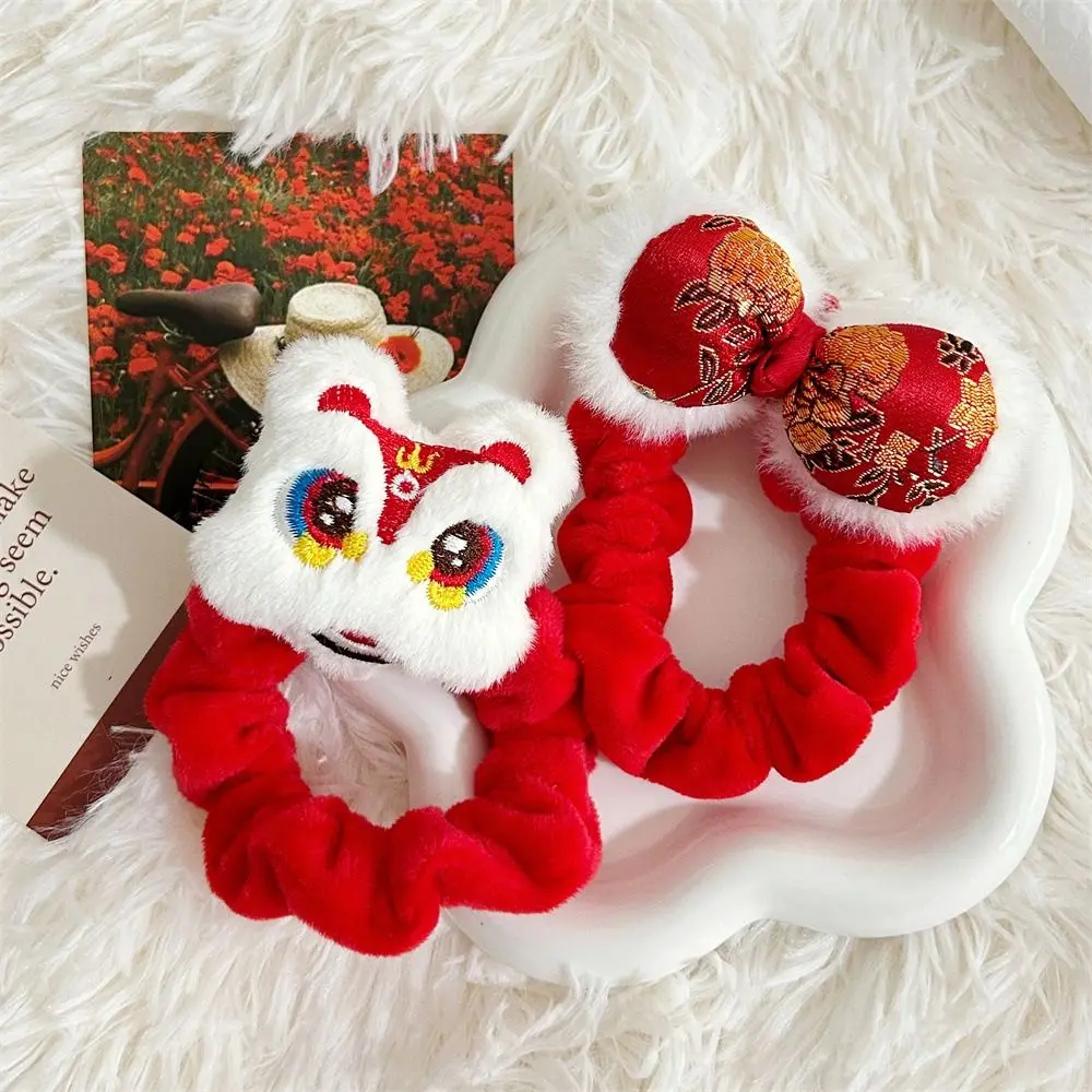 Red Hair Rope New Year Elastic Hair Band Lion Dance Awakened Lion New Year Children Headwear Kids Gifts New Year Decor