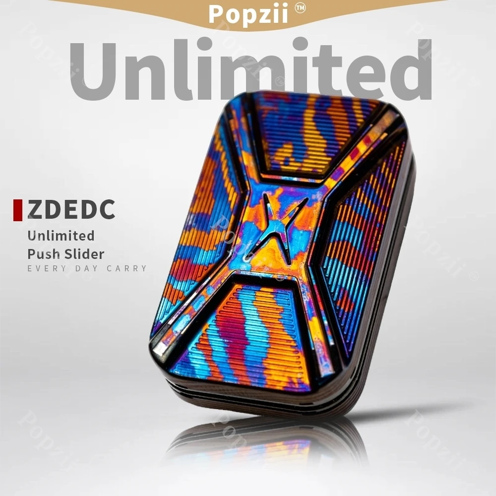 ZDEDC Unlimited Pushing Slider Timascus Titanium alloy Adults Stress Relief Toy Fingertip Tricks EDC Flips Decompression Toy
