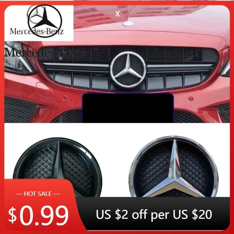 

Hot Car Sticker Black border and silver border decoration Car Front Grilled Star Emblem Logo for Mercedes Benz W166 X205 GLS350