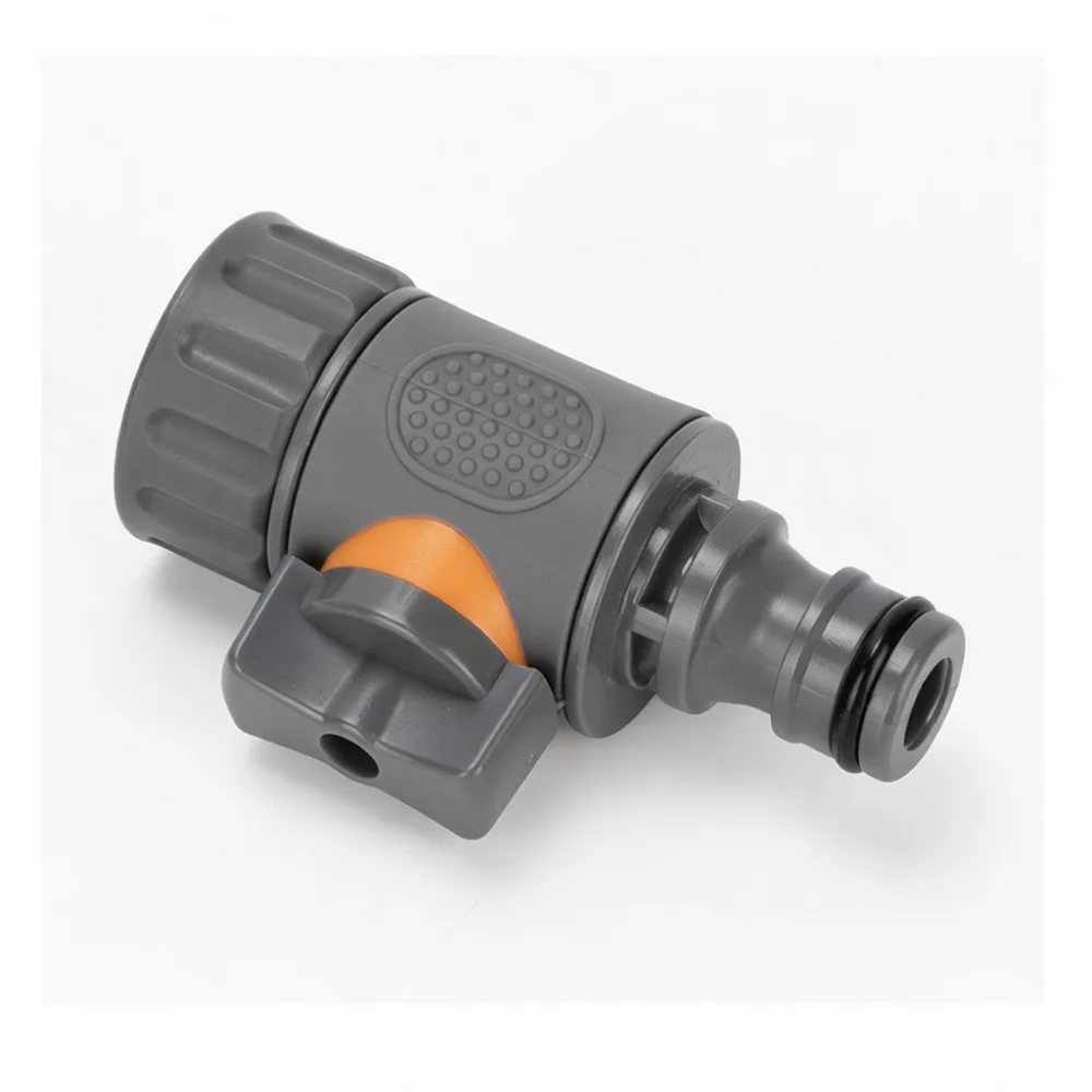 Quick Connector For Garden Hose With Shut Off Valve Threaded Rubberized Pipe Adapter Irrigation Watering Flow Control Fitting