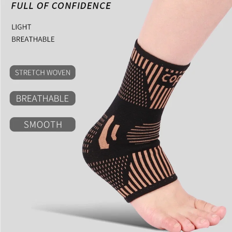 1 Pcs Copper Ankle Brace Infused Compression Sleeve Support for Plantar Fasciitis, Sprained Ankle, Achilles Tendon,Pain Relief