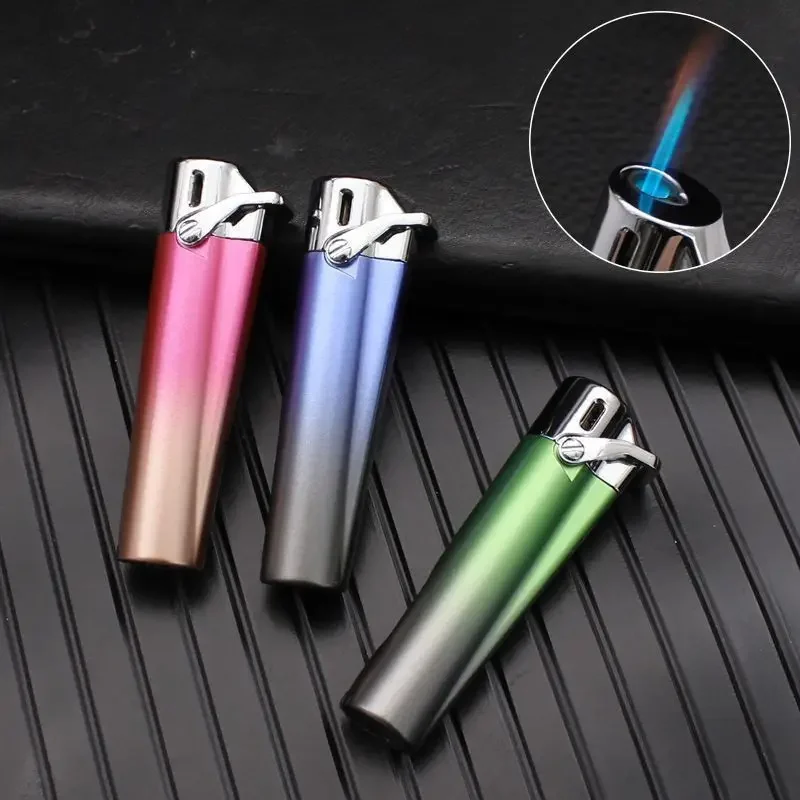 

Personalized Lighter Gradient Style Mini Portable Lighter Metal Blue Flame Metal Igniter Brand Men's Small Gifts NEW