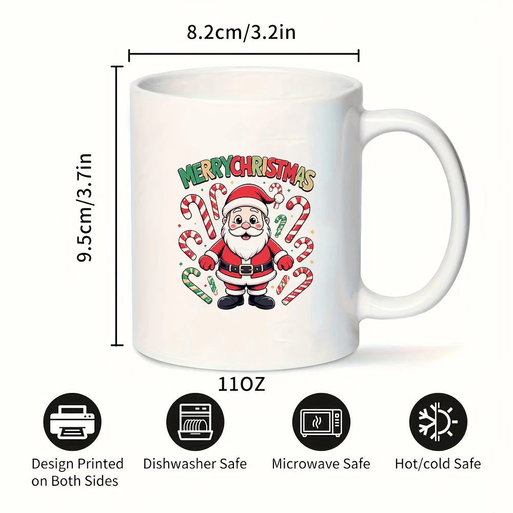 Juego de tazas de café con temática de Papá Noel de 11 oz + diseño de Papá Noel de dibujos animados + regalo de Navidad para niños, familias y oficinas