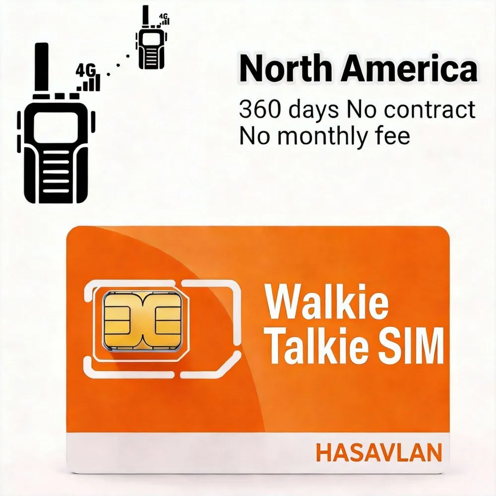 Tarjeta SIM para walkie talkie sin cuota, América del Norte, sin contrato, 1GB/360 días, 4G LTE M2M SIM para radios ZELLO POC, para K300, etc.
