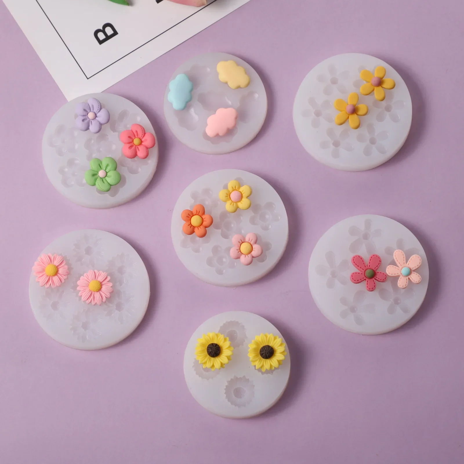 Multi Styles Mini Flower Silicone Mold Fondant Craft Chocolate Sugar Cake Decorating Tool DIY Baking Polymer Clay Making Mould