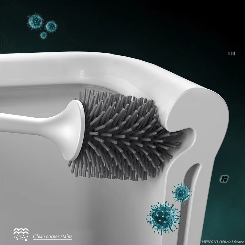 MENGNI Silicone Toilet Brush with Holder 4