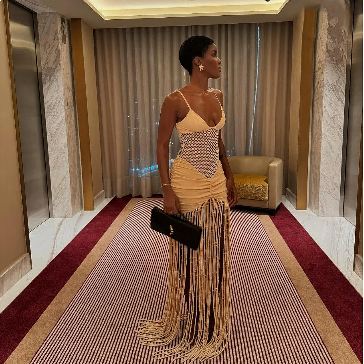 Sling Mesh Cut Out Fringe Bodycon Dress, Summer Spring Evening Dresses with Ruched, Jumpsuit Playsuit