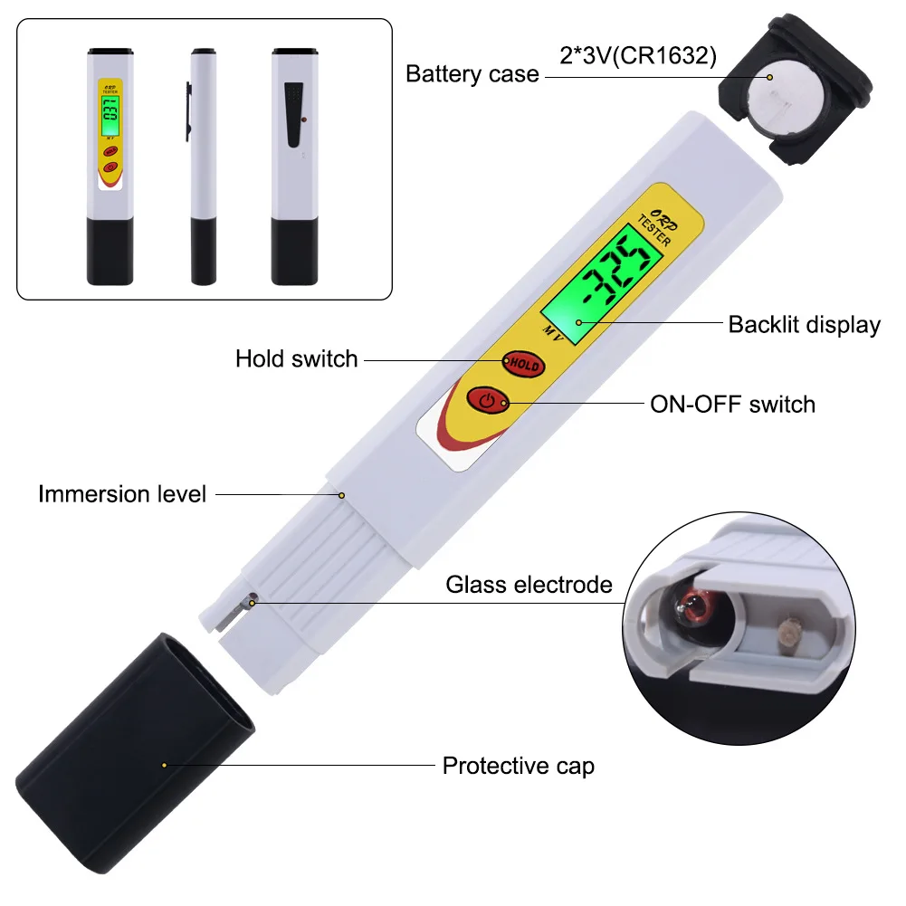 For Portable ORP-969 Redox Meter ORP Negative Potentiometer Portable Water Quality Testing Instrument Water Quality Pen