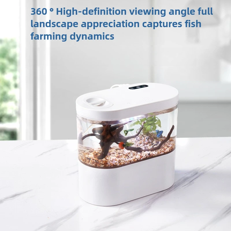 

Creative Mini Desktop Fish Tank Aquarium LED Light Biochemical Filtration System Betta Fish Eco-friendly Home Decor