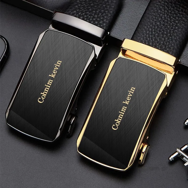 Genuine cowhide men's leather belt, luxury goods, automatic buckle belt, fashionable and versatile business trend, birthday gift