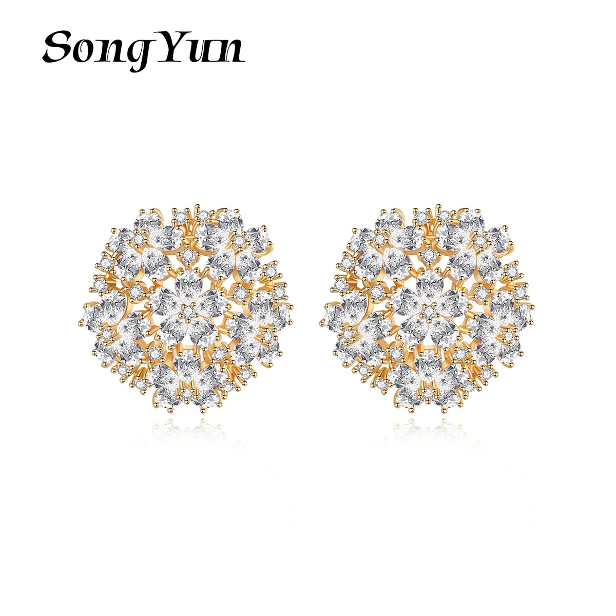 

Ювелирные изделия SongYun: Роскошные серьги MHT Heavy Industry с цирконами ААА, женские серьги с полым цветочным дизайном