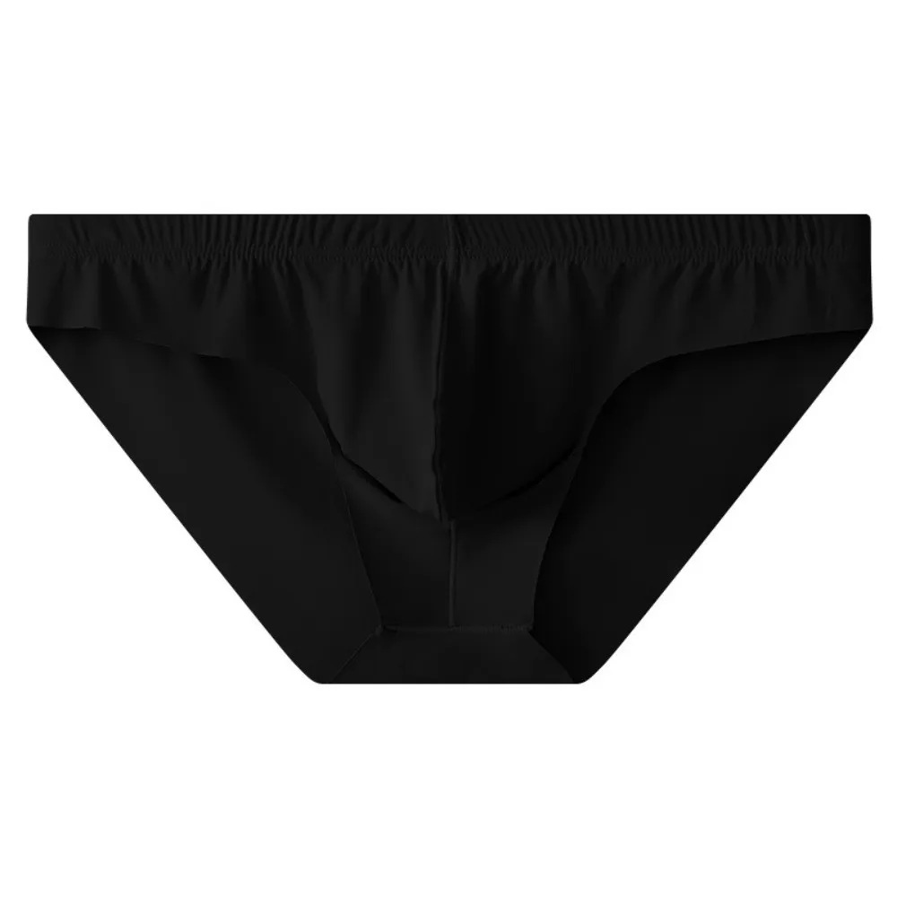 Soft Lingerie Men's Triangle Panties Ice Silk Mid Waist Men Thin Briefs Breathable Solid Color Ice Silk Briefs Gifts