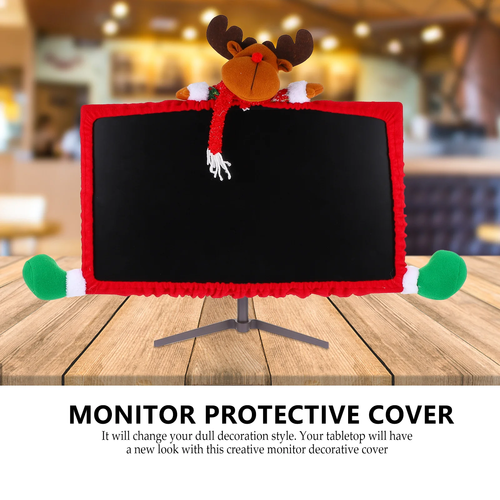 

Christmas Elk Protective Cover Monitor Decorative Case Cloth Material Durable Unique Office Meeting Room