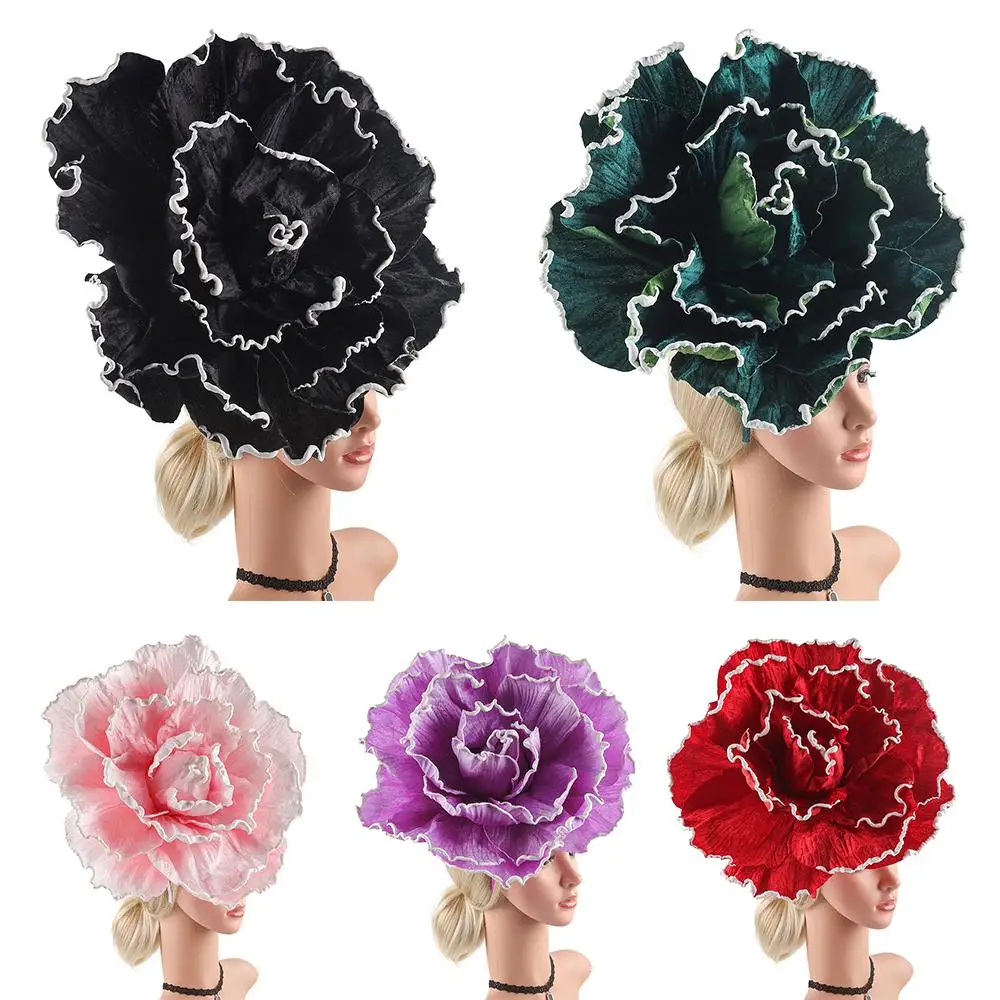 

Elegant Large Flower Fascinator Exaggerated Oversized Headpiece Bold Floral Headband and Clip for Women