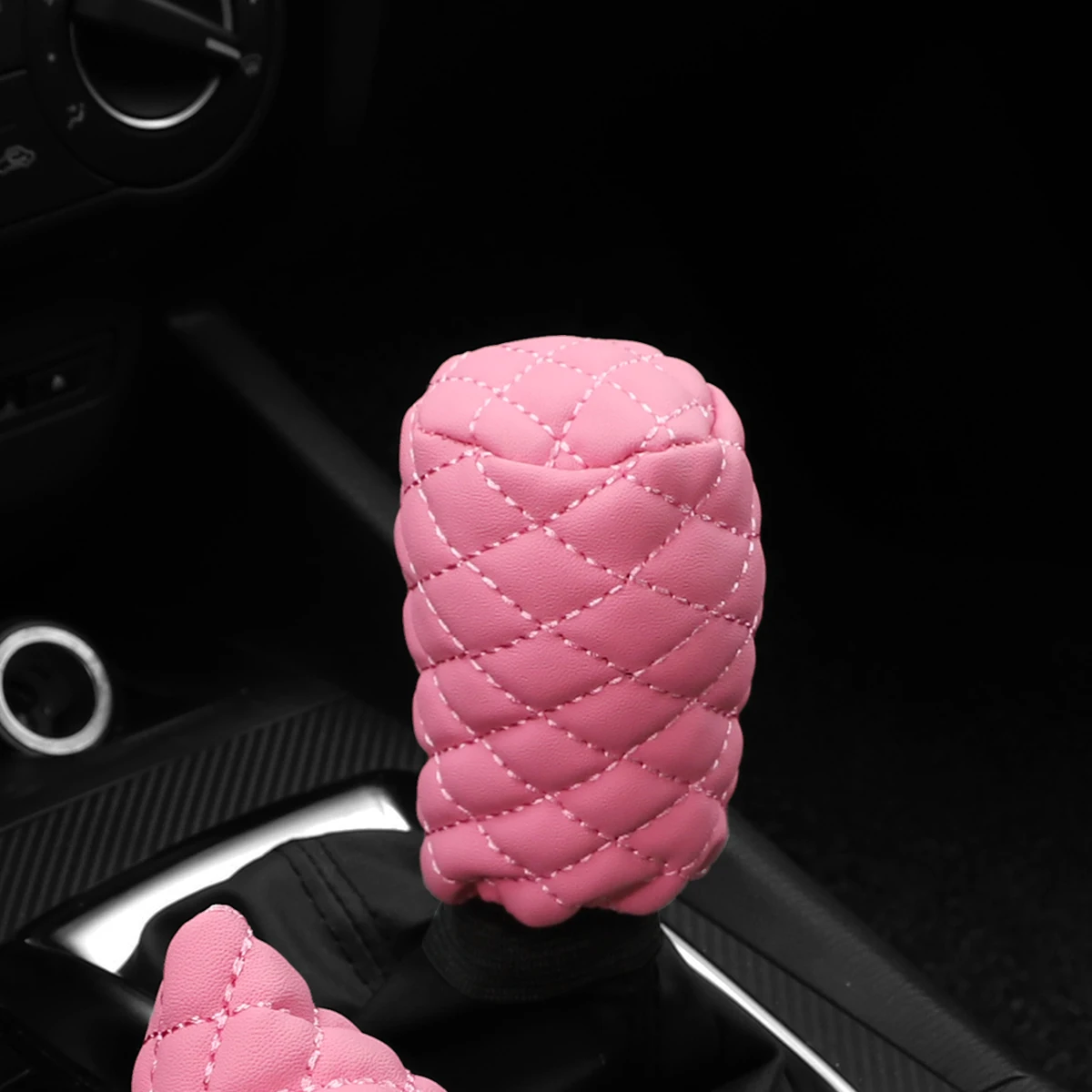 Juego de frenos de mano estereoscópicos con bordado de cuero PU de 2 piezas, conjunto de engranajes, interiores de coche manuales para hombres y mujeres