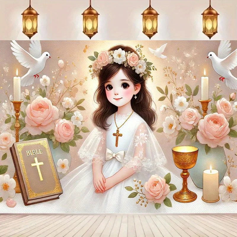 قطعة واحدة، قماش بخلفية سعيدة من ألياف البوليستر ذات المناولة الأولى، تصميم حمامة بيضاء متقاطعة، متعددة الأغراض