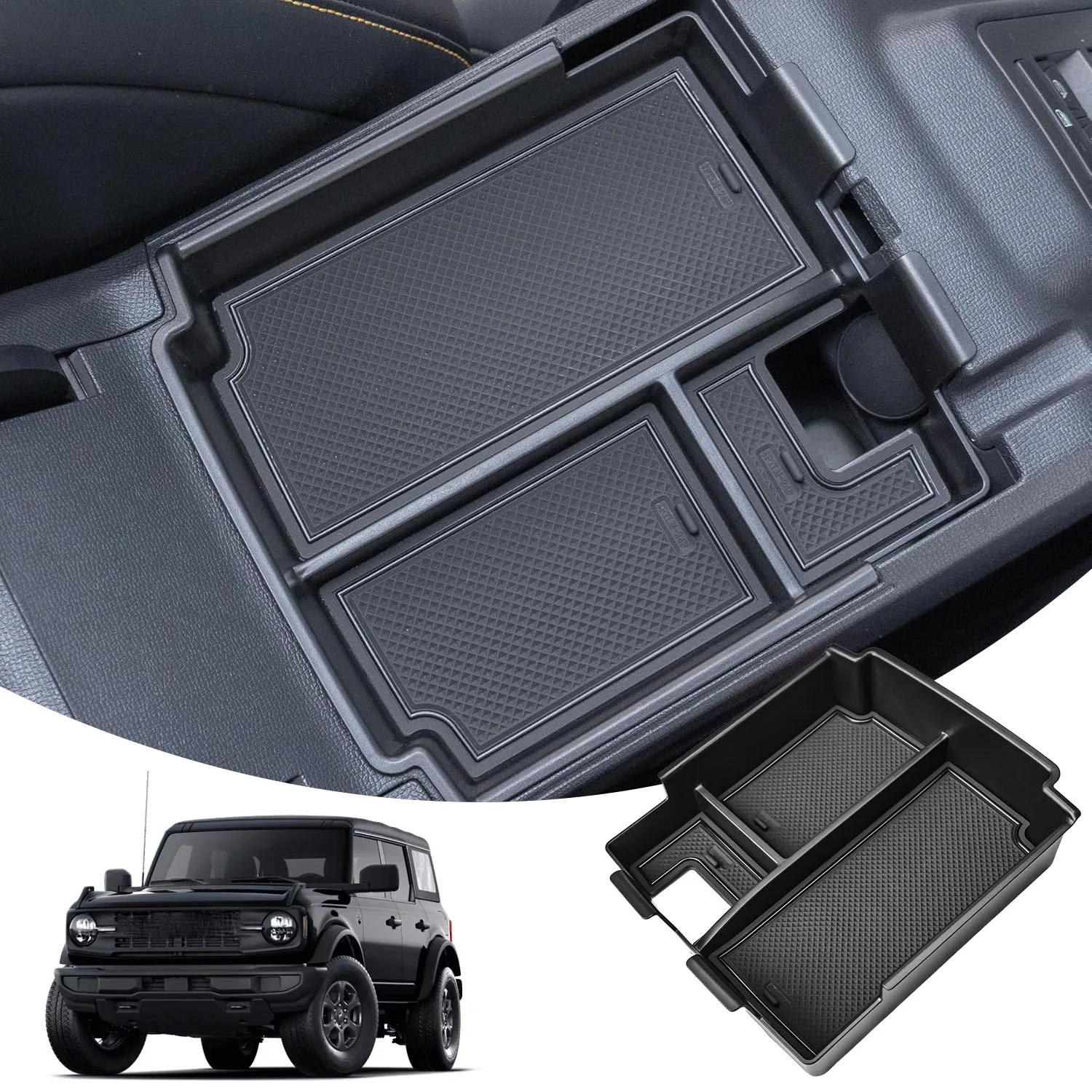 For Ford Bronco 2025 4-Door Full Size Bronco Center Console Organizer Tray Car Armrest Box Storage Phone Holder Car Accessories