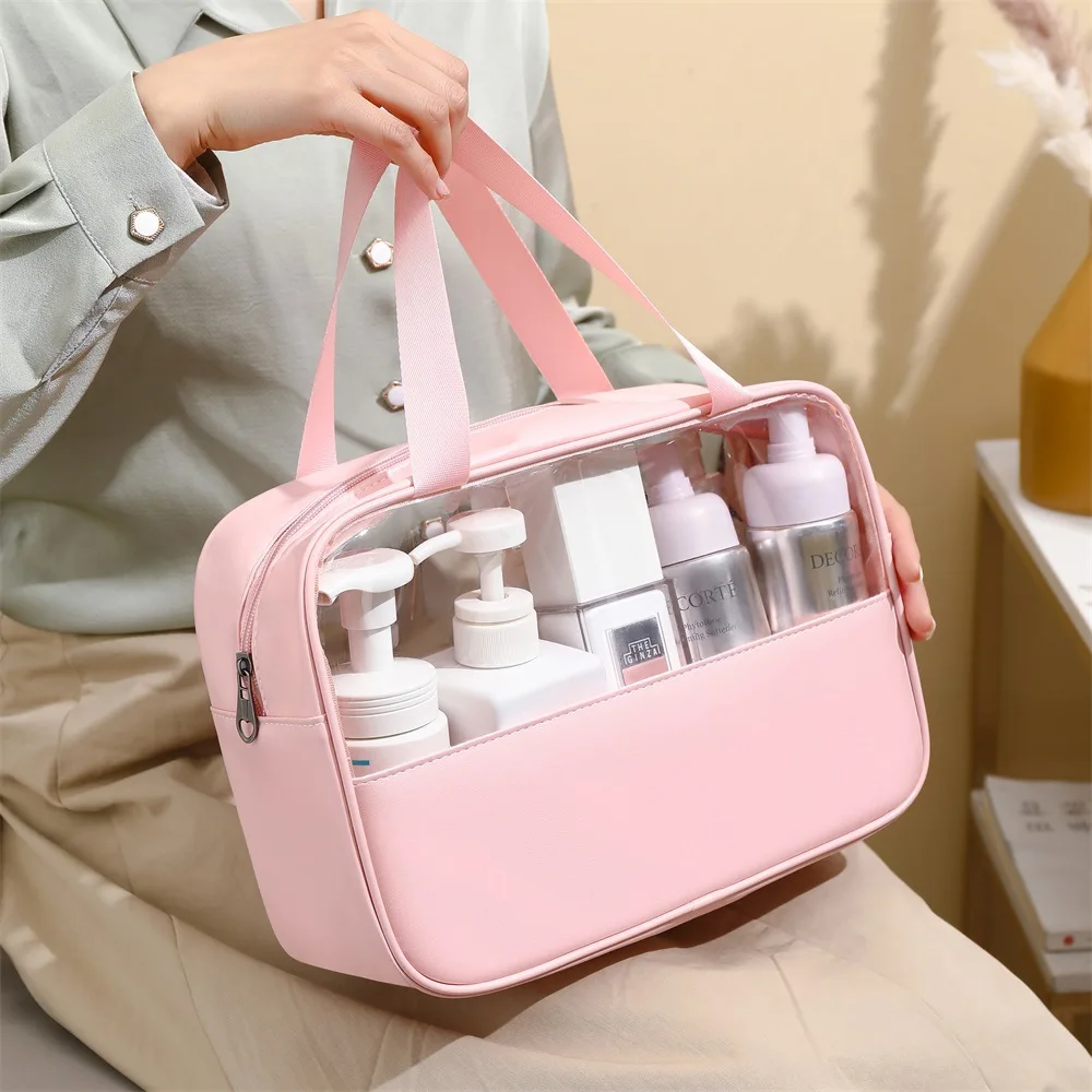 Waterproof PVC Makeup Bag for Women, Organizers, Travel Storage Organizer, Transparent Tote Bag, Reusable Wash Clear Bag