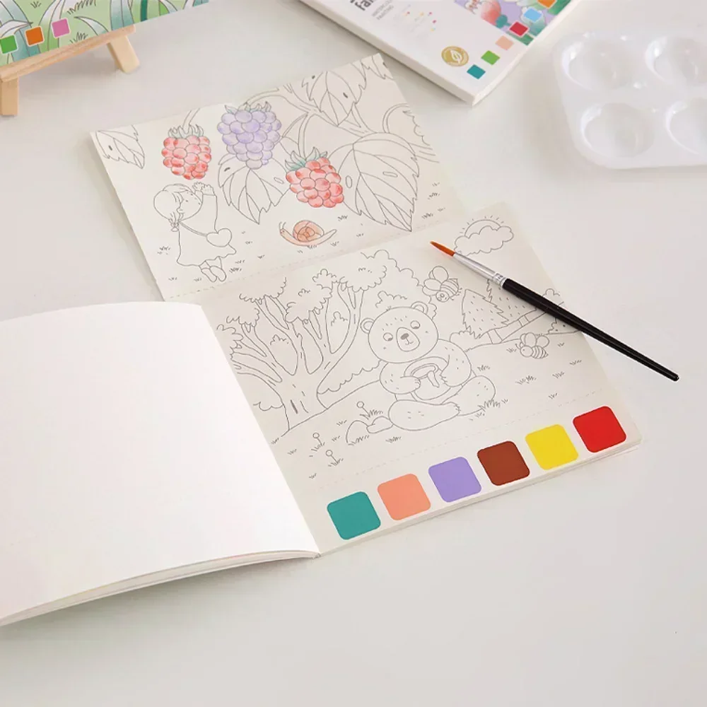 DIY 20Sheets Creative Watercolor Painting Book for Kids Fairy Tale Animal Flowers Gouache Graffiti Drawing Picture Children Toys