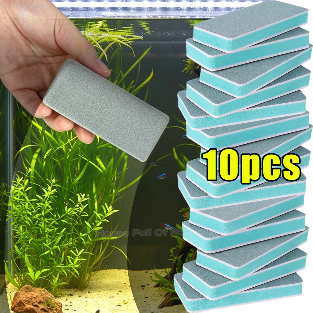 Glass Scale Magic Cleaning Brush Double Sided Water Stain Remover Fish Tank Glass Scraper and Polishing Sponge Multi-use Tool