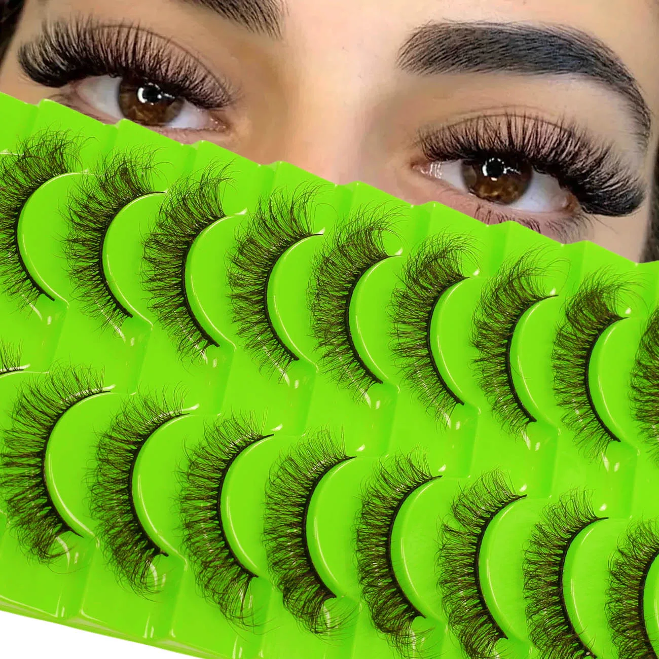 新しい 6D まつげメイクアップまつげ 10 組、柔らかくふわふわのまつげ、手動で再利用できるつけまつげ、ショート ナチュラ