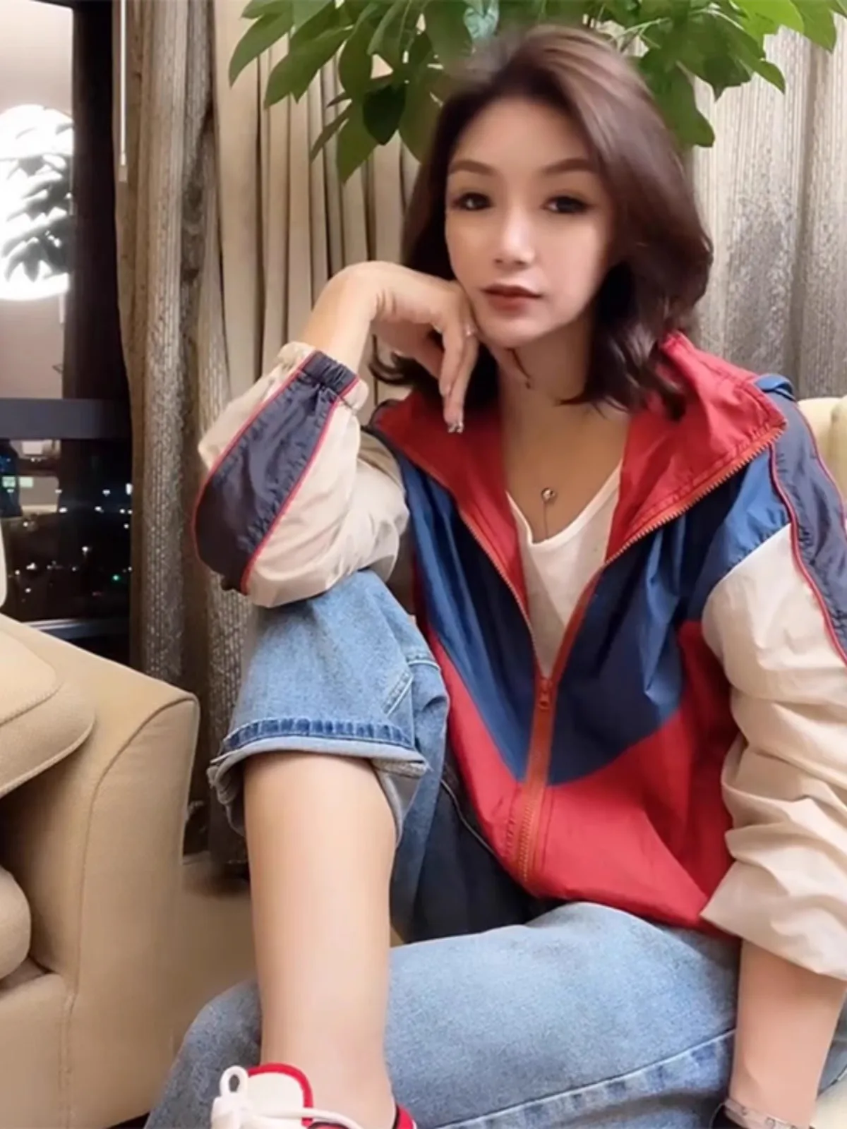 

Women's Summer Thin Color Blo UV Protection Jaet Outdoor ort Sle Anti Ultraviolet Light Lightweight Commute Wind Sle