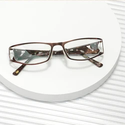 Vintage Metal Men Women Rectangle Glasses Frame Medium Full Rim Spectacle For Optical Prescription Myopia progressive Lenses