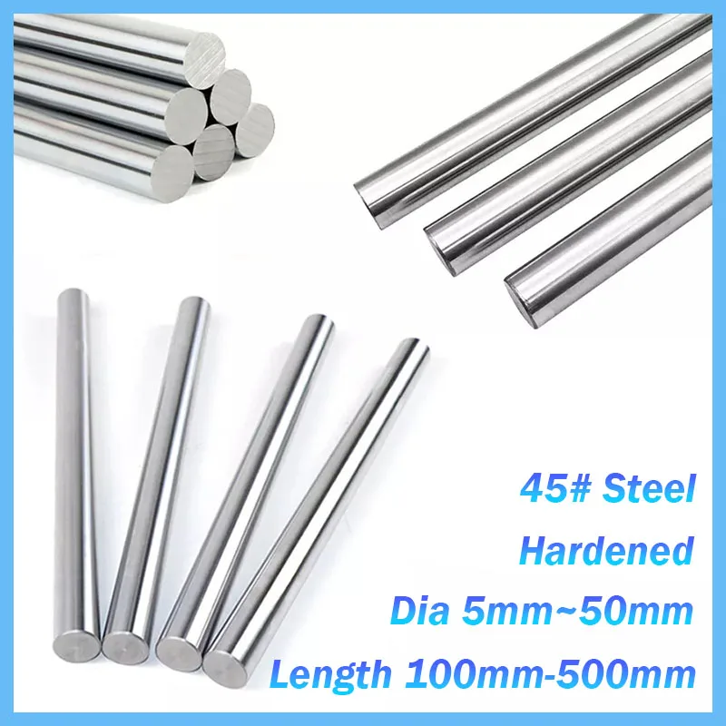 1Pcs Cylinder Rail Linear Shaft Ø5mm - 50mm Hardened 45# Steel Smooth Rod Optical Axis Length 100/200/300/400/500mm