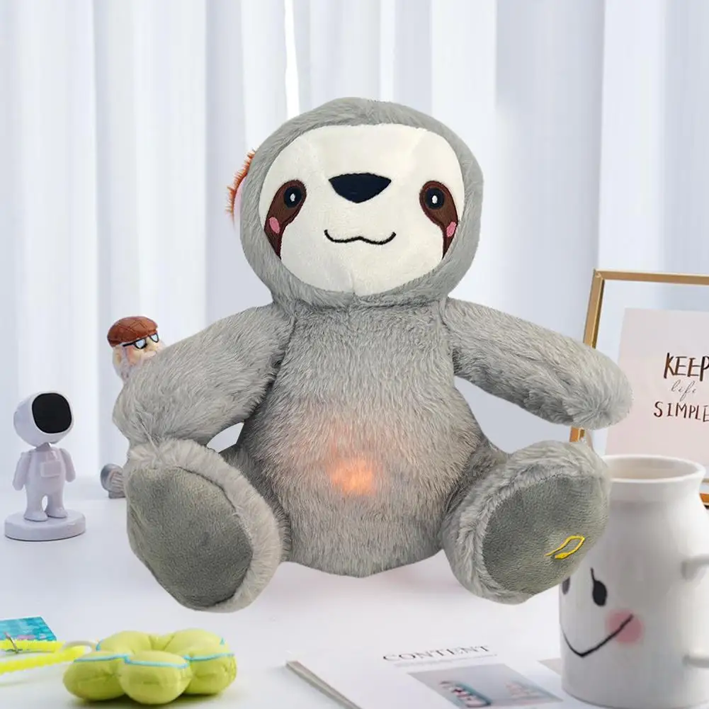 Lenitivo respirazione bradipo incandescente bambola di peluche musica lenitiva Baby Sleeping Companion Sound Light Early Education Doll