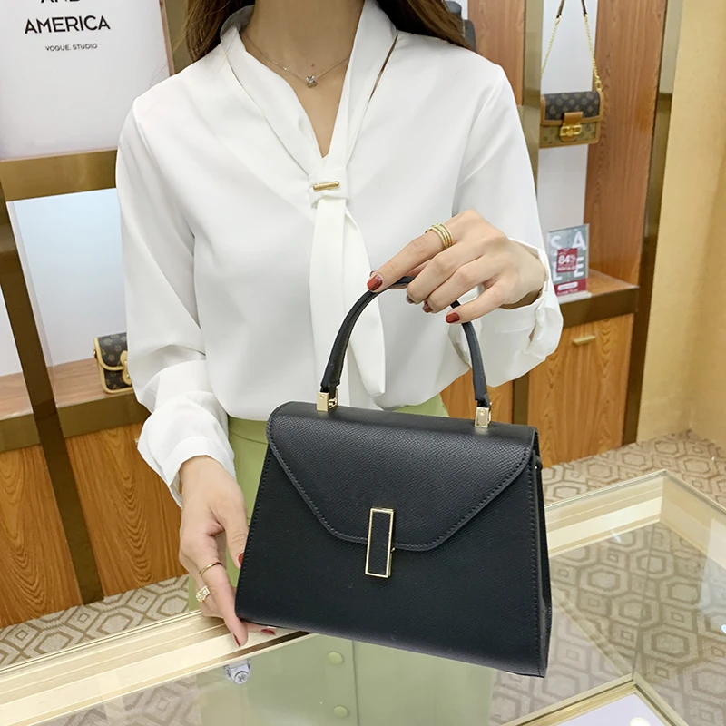 Top Handle Bag For Women Genuine Leather Handbags And Wallets Luxury Design Trapezoid Handbags 2024 Fashion Trend Envelope Bag