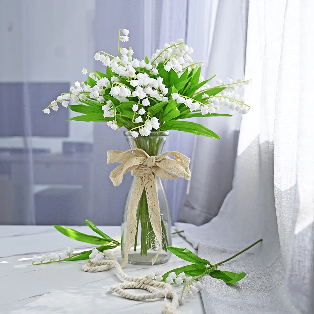 

Simulation hand-written 6-pronged bellflower lily of the valley artificial flower home plant wall wedding photography props