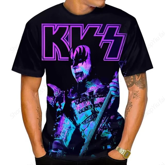 Men's Tshirt New Popular Kiss Band 3d Print T-shirt Men Women Fashion T-shirts Kids Hip Hop Tops Tees Rock Band T shirt Summer