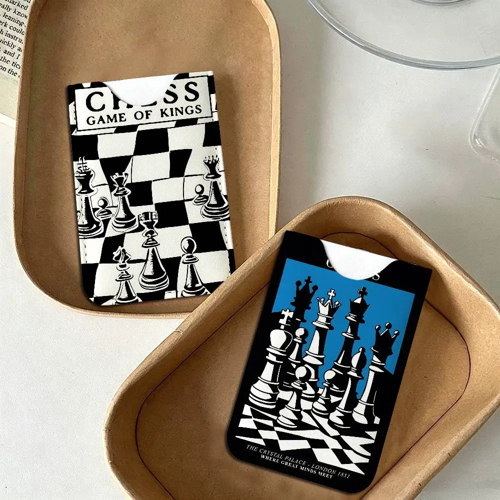 Vintage International Chess Canvas Card Protect Credit Bank Card Holder Case Slim Wallet Protector for Men Travel Shopping