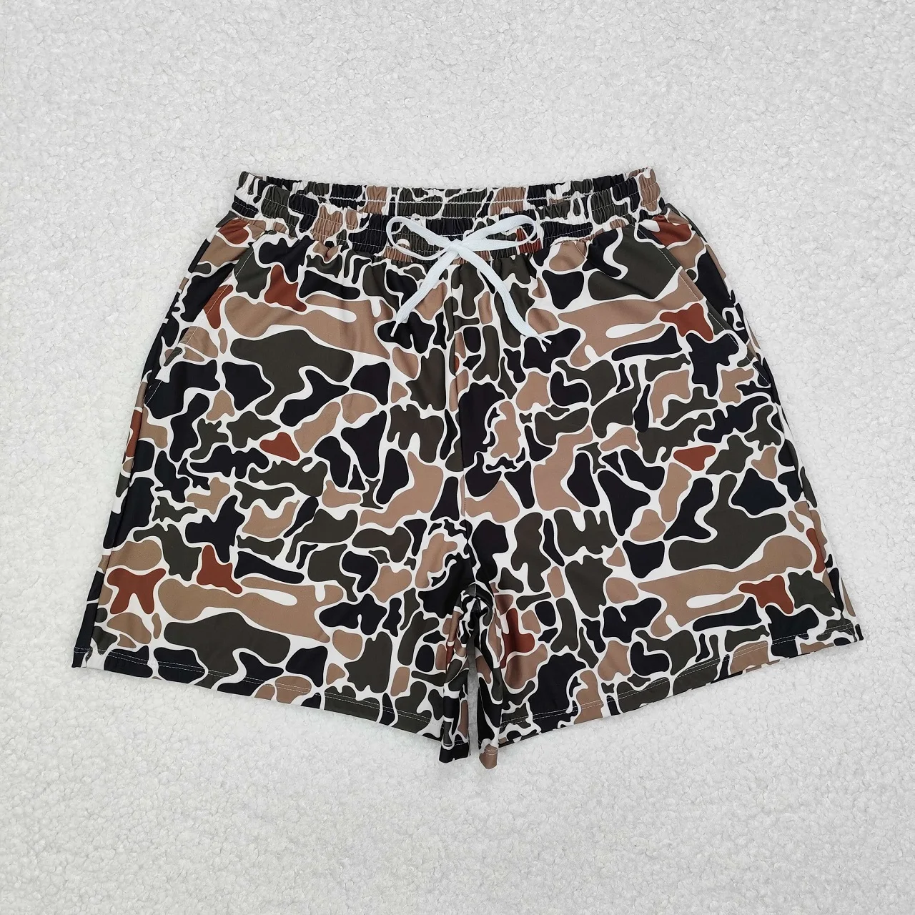 Wholesale Swimming Trunks Kids Toddler Adult Clothes Shorts Swimsuit Dark Brown Camo Swimwear Boy Men Clothing