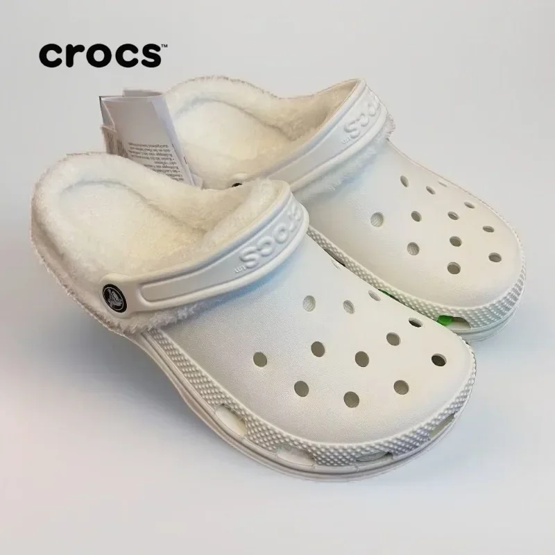 Crocs Warm Cotton Beya Warm Winter Fleece Outdoor Woolen Shoes 1002 Clogs Perfect for Winter Closed-Toe Slip-Ons