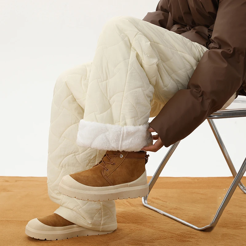 

Утепленные хлопковые брюки Fce для мужчин и женщин, зимние повседневные молодежные прямые брюки, теплые, для температур ниже 40 градусов Цельсия.