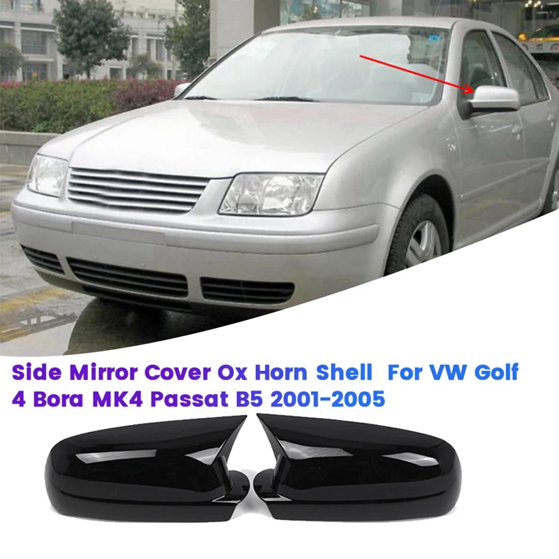 1Pair Side Mirror Cover Ox Horn Shell 3B0857537B 3B0857538B For VW Golf 4 Bora MK4 Passat B5 2001-2005 Mirror Trim Cap