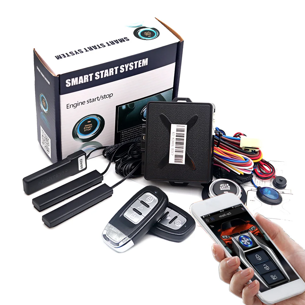 Kirbin K5-8200X Car Alarm With Remote Starter Universal Central Locking Car Smart Key Start Stop Keyless Access Start Switch