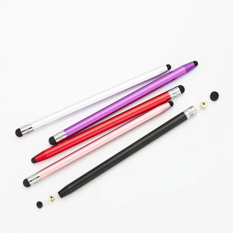 Dual Heads Ends Design Universal Capacitive Stylus Touch Screen Drawing Pen with Silicone Touch Head for Table PC Phone